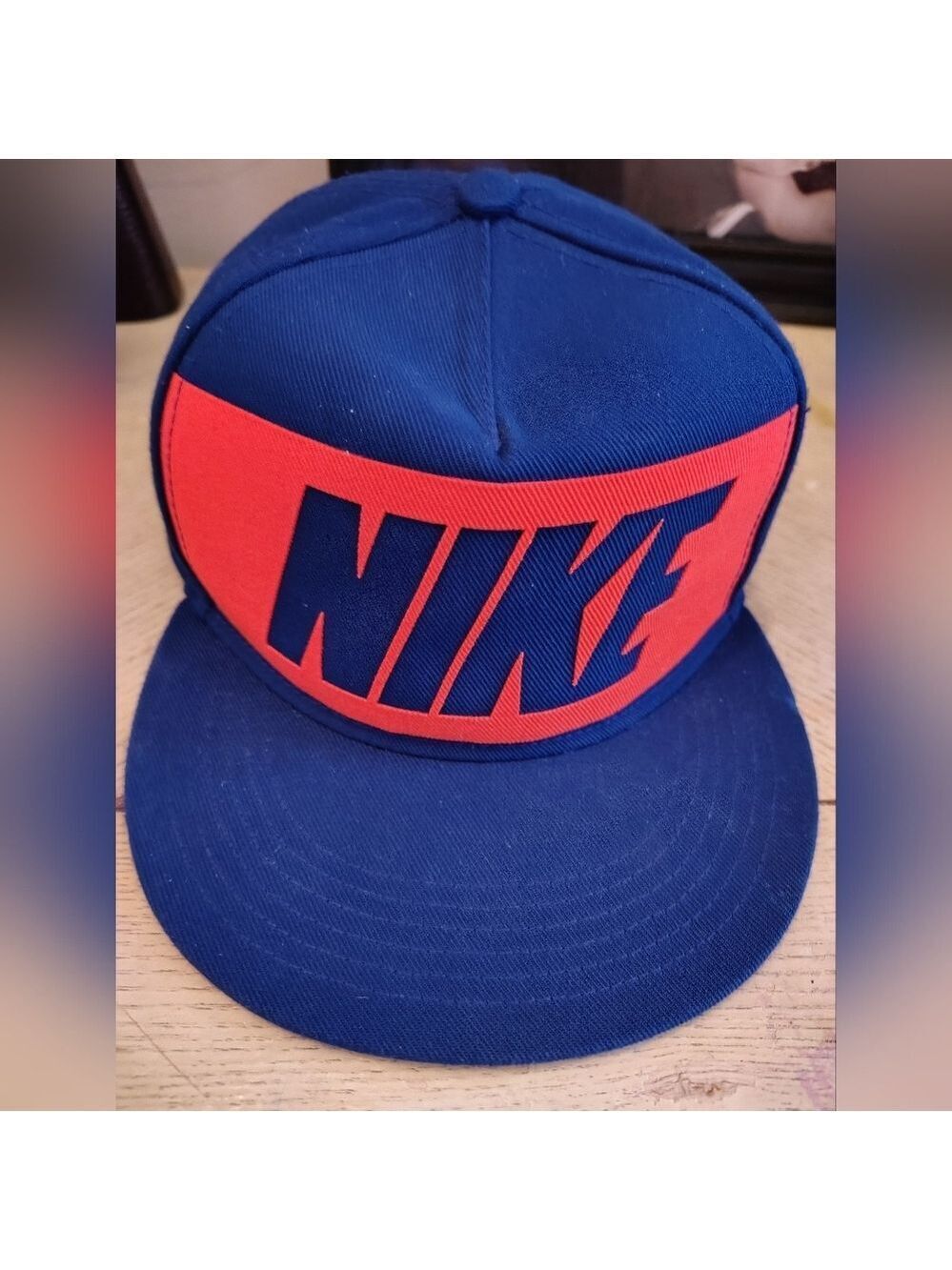 NIKE TRUE Large Logo Logic Snapback Cap Royal Blue & Neon Orange - Rare